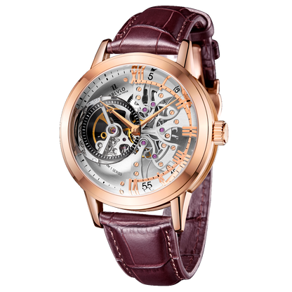 Oblvlo VM Series Rose Gold Mens Luxury Automatic Skeleton Watches For Sale