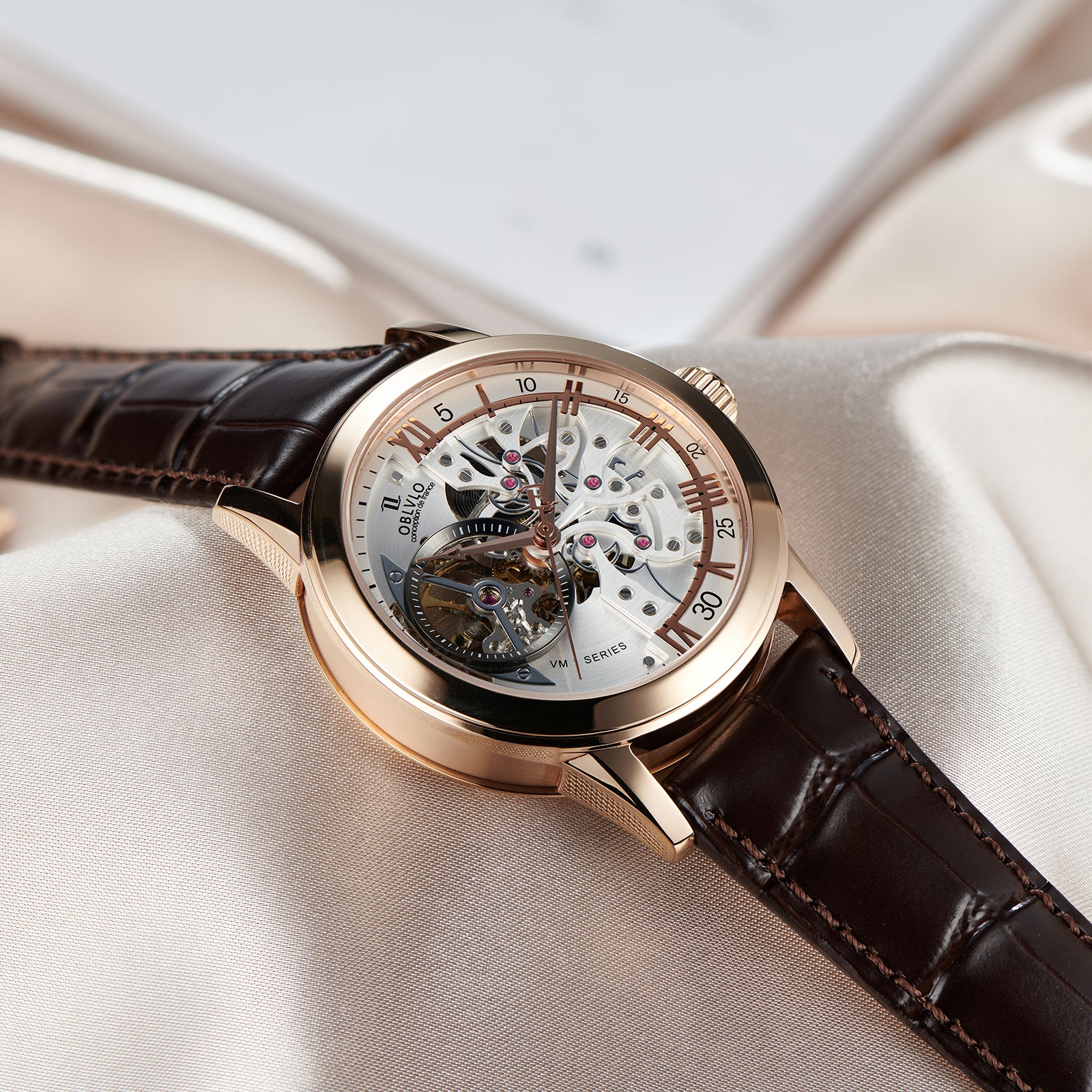 Affordable Luxury Oblvlo VM-S Series Automatic Rose Gold Watches For M