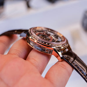 Luxuriöse Tourbillon-Uhren aus Roségold mit Diamanten für Herren – Oblvlo Design VM-TB DPBW