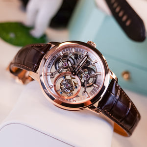 Erschwingliche Luxus-Herrenuhr mit Skelett-Tourbillon in Roségold – Oblvlo VM-TB PWW