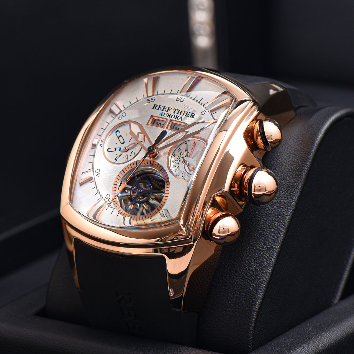 Reef Tiger Aurora Tank II Rose Gold Luxury Sports Automatic Military W