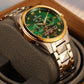 Yellow Gold Case / Green Day Date Automatic Tourbillon Style Dial Watches for Men - Reef Tiger RGA8235