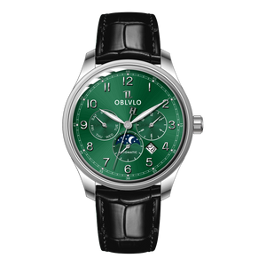 OBLVLO WM 41mm Green Dial Men's Luxury Automatic Multi-Function Calendar Watch