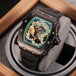Luxury Unique Green Chinese Dragon Skeleton Watches - OBLVLO XM DRAGON Series