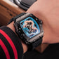 Cool Unique Black PVD Case & Blue Chinese Dragon Skeleton Watch - OBLVLO DRAGON Series