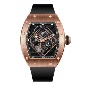 OBLVLO XM-RACING Rose Gold Mens Luxury Automatic Watches for Men - 50M Waterproof Japanese 82S7 Mechanical Movement Watch