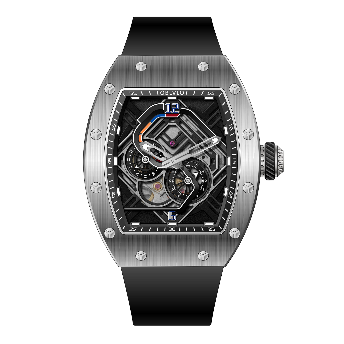 OBLVLO XM-RACING Luxury Automatic Mechanical Watches for Men - Japanese 82S7 Movemen/50M Waterproof