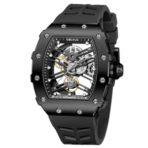 Cool Men's Skeleton Automatic Black PVD Watch - OBLVLO XM XSK Series