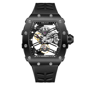 Cool Men's Skeleton Automatic Black PVD Watch - OBLVLO XM XSK Series