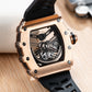 Affordable Luxury Rose Gold Mechanical Skeleton Diamond Watches - OBLVLO XM XSK Series
