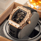 Affordable Luxury Rose Gold Mechanical Skeleton Diamond Watches - OBLVLO XM XSK Series