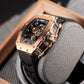 OBLVLO XM XSK Series Cool Automatic Rose Gold Skeleton Watch for Men and Women