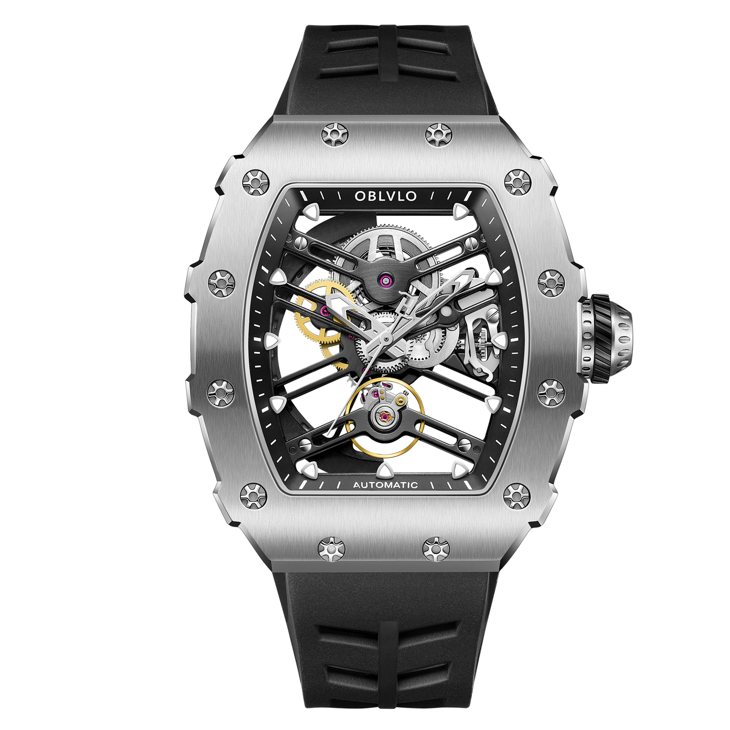 Amazing OBLVLO XM XSK Series Luxury Mens Automatic Skeleton Watch for Sale