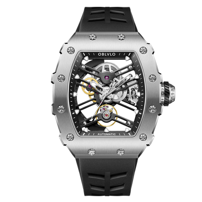Amazing OBLVLO XM XSK Series Luxury Mens Automatic Skeleton Watch for Sale