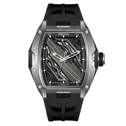 Cool 46mm OBLVLO ZM-CR Series Aircraft Carrier Automatic Mechanical Stainless Steel Watch for Men