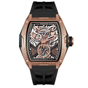 OBLVLO ZM-NZ 46MM Rose Gold Case Chinese myth "Nezha" Style Design Men Mechanical Automatic Skeleton Super Luminous Watch