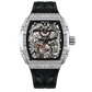 OBLVLO ZM-PH Luxus Silber Tonneau Automatikuhr - 3D Skelett Drachen- & Phönix-Motiv Design Mechanische Uhr