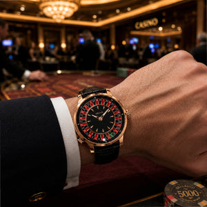 Montre-bracelet automatique mécanique de luxe pour homme OBLVLO CSM-CA en or rose sur le thème de la roulette de casino