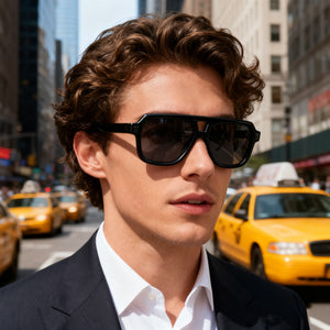 OBLVLO OBL-901: Men's Luxury Black Square Sunglasses, Polarized Nylon Fashion Sunglasses, 400 UV Protection