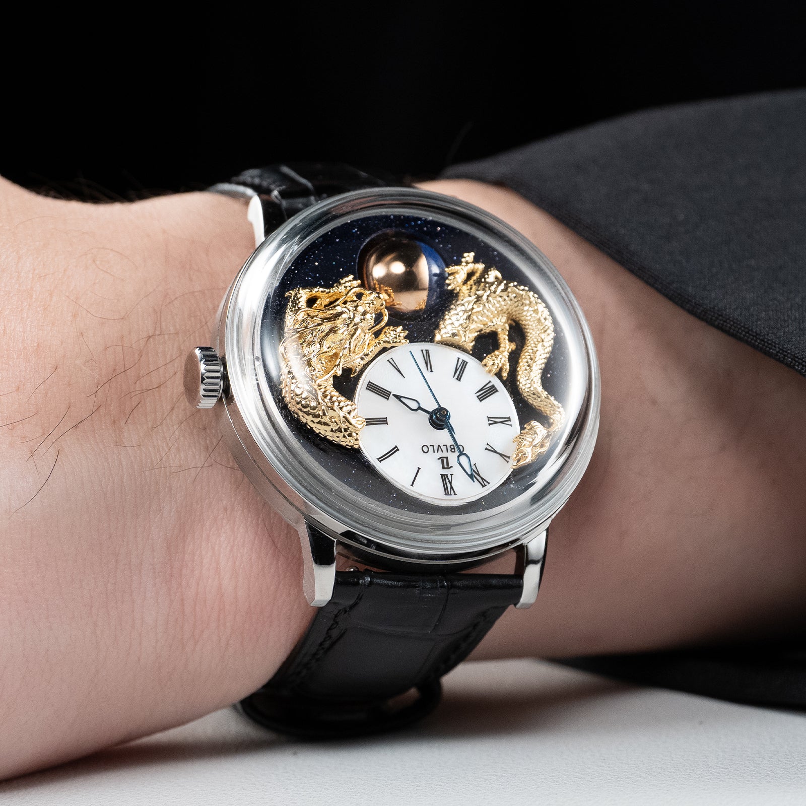 Affordable Luxury Starry Sky Dragon Dial Men Moon Phase Dress Watch -