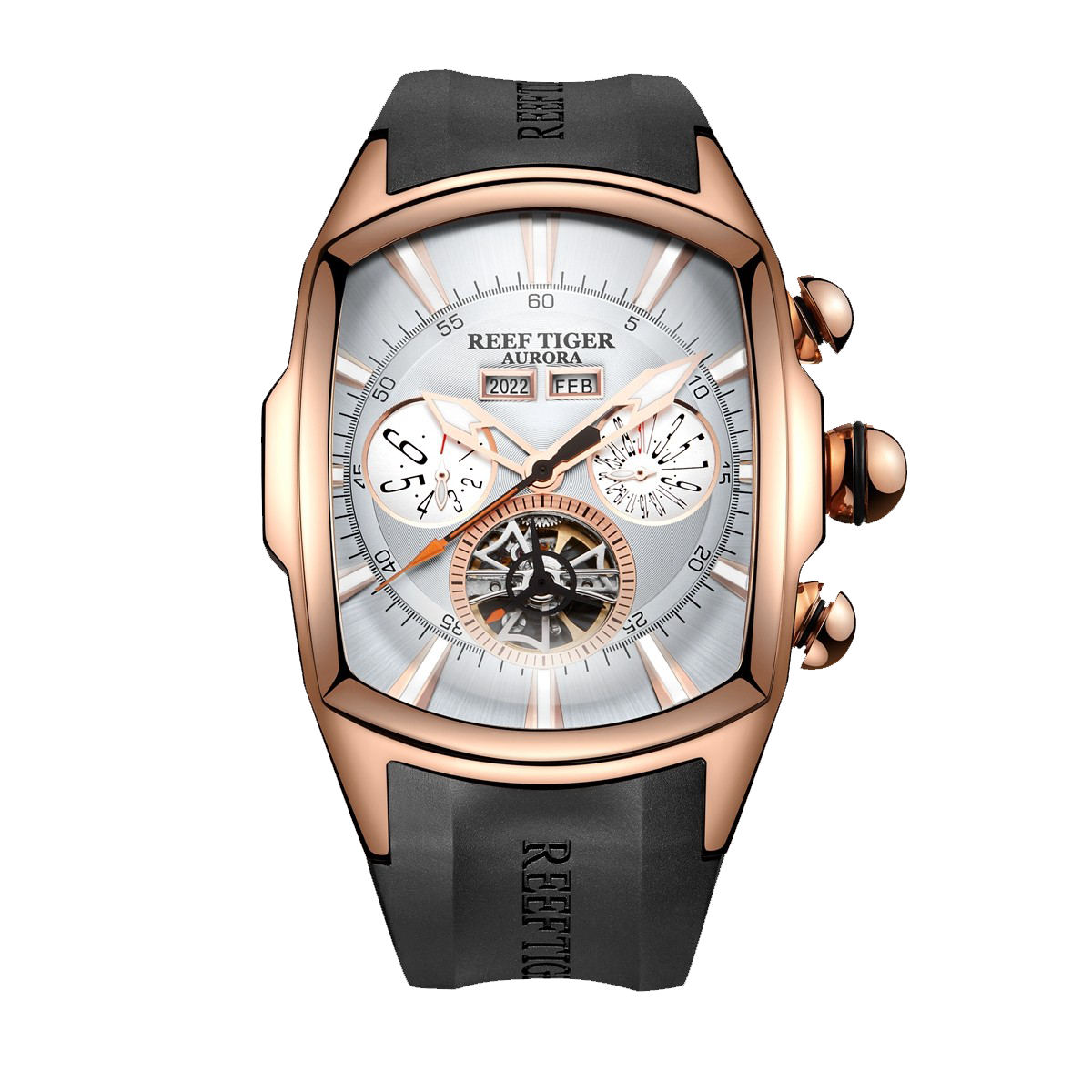 Reef Tiger Aurora Tank II Rose Gold Luxury Sports Automatic Military Watch for Men's