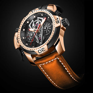 Reef Tiger Designer Aurora Concept 2 Rose Gold Military Automatic Watches For Men