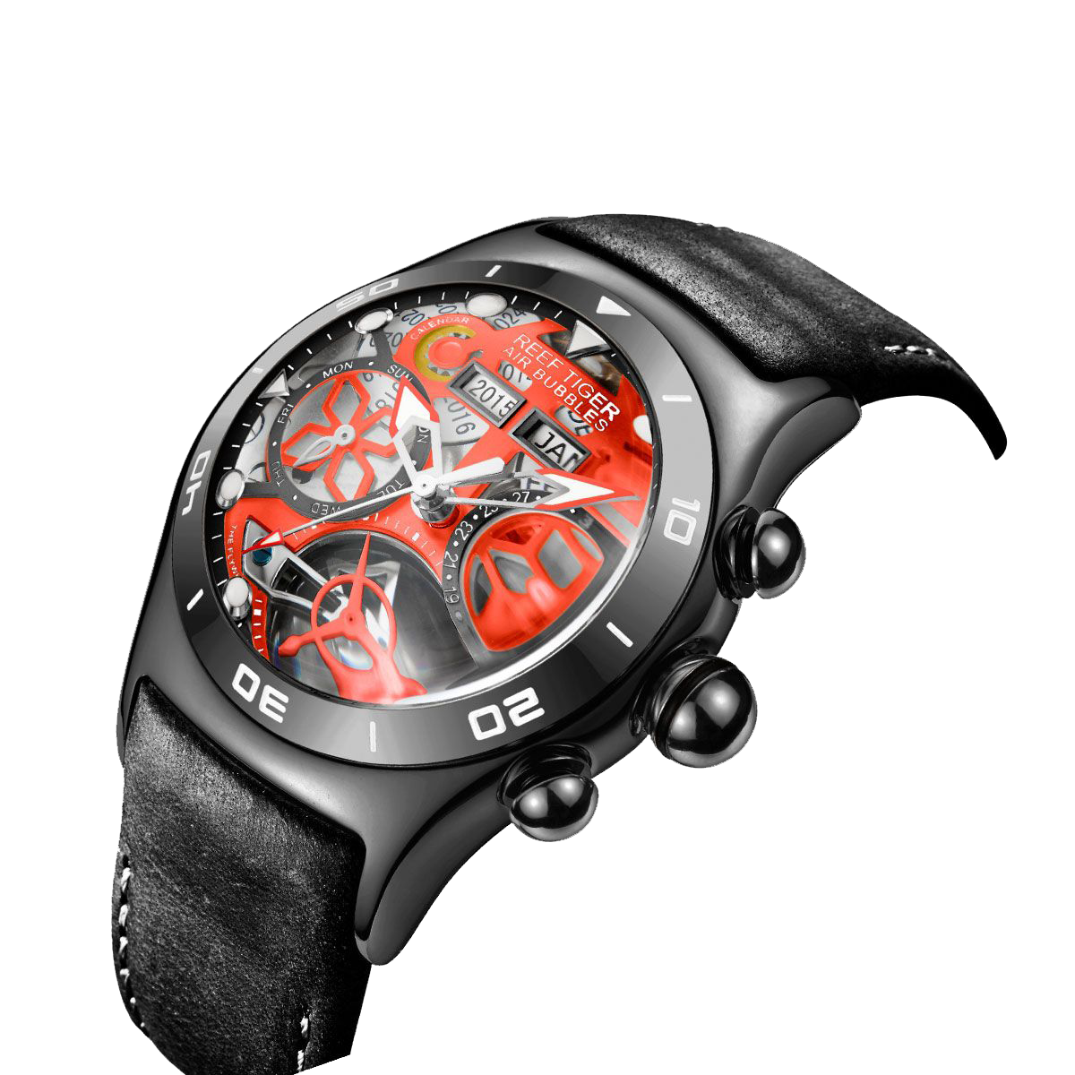 Luxury Reef Tiger Aurora Air Bubbles Mens Unique Automatic Skeleton Wa Luxury Reef Tiger Aurora Air Bubbles Mens Unique Automatic Skeleton Wa