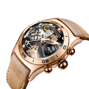 Luxury Reef Tiger Aurora Air Bubbles Design Rose Gold Unique Skeleton Automatic Watch