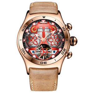 Reef Tiger Aurora Air Bubbles Luxury Unique Automatic Skeleton Rose Gold Watches