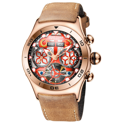 Reef Tiger Aurora Air Bubbles Luxury Unique Automatic Skeleton Rose Gold Watches