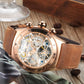 Reef Tiger Luxury Rose Gold Unique Automatic Skeleton Wrist Watch for Men