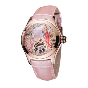 Reef Tiger Aurora Parrots Luxury Automatic Rose Gold Diamond Lady Watch