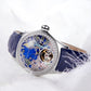 Reef Tiger Designs Aurora Parrots Rose Gold & Blue Dial Diamond Skeleton dial watches for Women